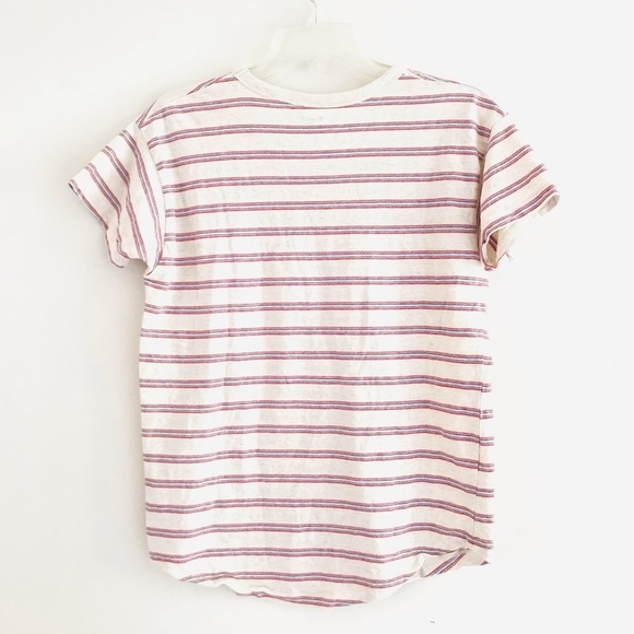 Madewell | Rib Crewneck Tee Womens Size M Beige Jacquard Stripe Pullover - Picture 5 of 10